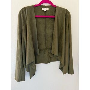 Olive Faux Suede Draped Sweater